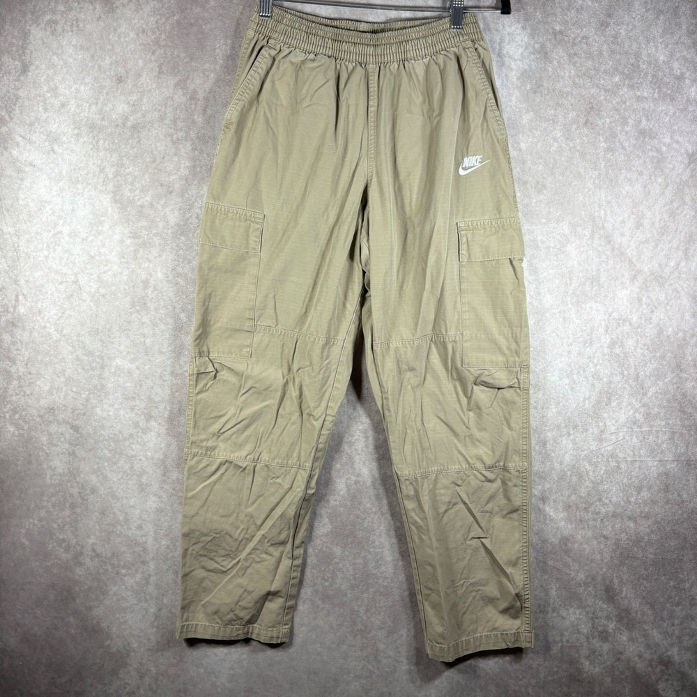 Nike‎ Cargo Pants Mens Small Khaki Sportswear Ripstop DX0613-247 Elastic Waist